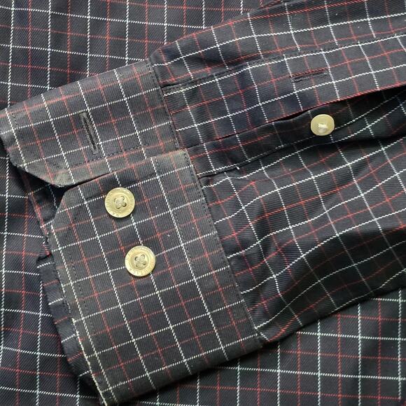 Nautica Slim Fit Non-Iron Button Down Shirt Men’s Large Blue Plaid Long Sleeve - Picture 3 of 7